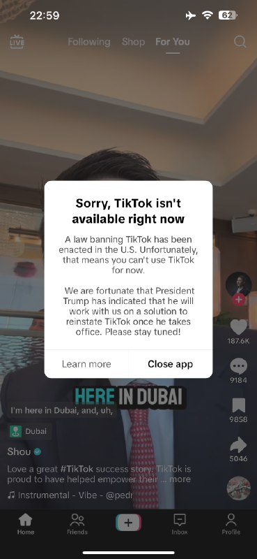 V2EX-最热主题不止 tiktok，字节旗下所有的 app 都关了#v2exfemsdfq:现在登上去显示被 ban 