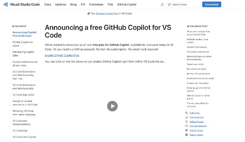 V2EX-最热主题好家伙, GitHub Copilot 今天免费了!#v2exweijancc: 刚收到一封邮件, 说我能免费使用 GitHub Copilot, 我还以为是因为我有开源项目, 原来是所有人都免费了...比较令我纳闷的是为了测试我的扩展和 Copilot 集成, 上周刚买了一个月的 Copilot.sourceV2EX-最热主题好家伙, GitHub Copilot 今天免费了!#v2exweijancc: 刚收到一封邮件, 说我能免费使用 GitHub Copilot, 我还以为是因为我有开源项目, 原来是所有人都免费了...比较令我纳闷的是为了测试我的扩展和 Copilot 集成, 上周刚买了一个月的 Copilot.source