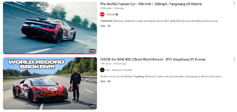 V2EX-最热主题好像一直没人讨论 byd 拿下全球最速汽车 496.22km/h 这件事ko20:这里很像户某风的说法，电车买 tsl ，手机买 apple ，逛超市去 samsclub 